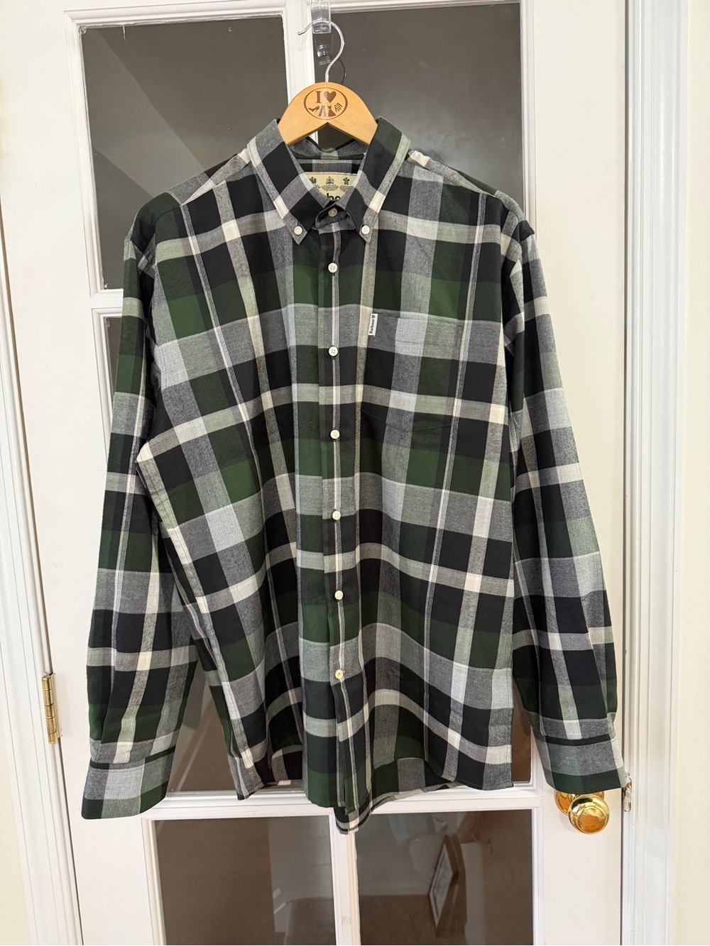 Barbour Men's Plaid Button Down Long Sleeve Shirt - Size L